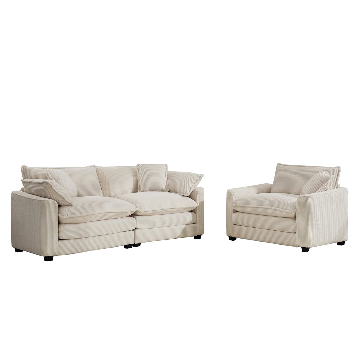 Elegant Corduroy Oversized Sectional Sofa Set With Deep Seats And Flexible Layout - Furniture Home Direct