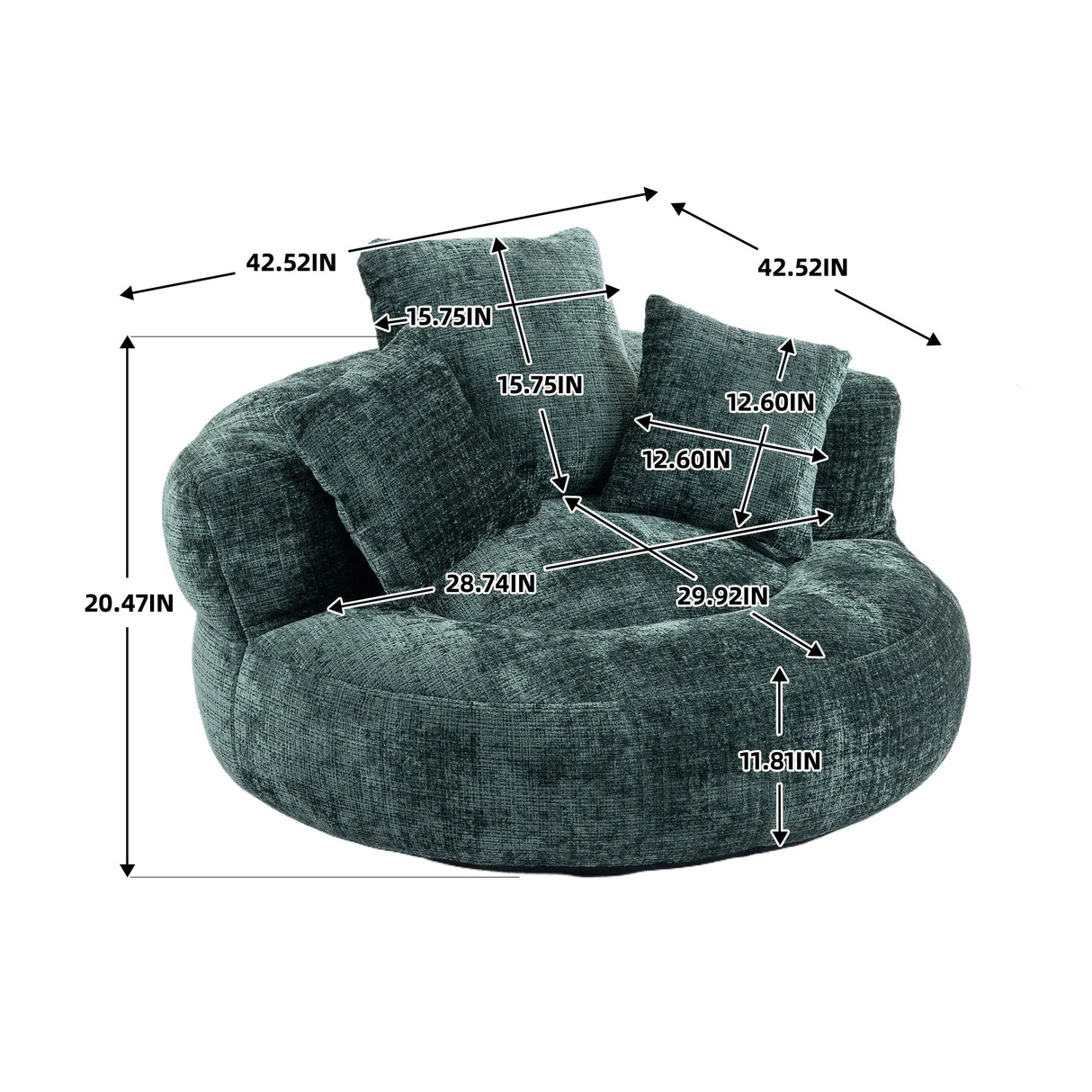 Lazy Sofa High Back Bean Bag Chair Couch With 3 Pillows - Furniture Home Direct