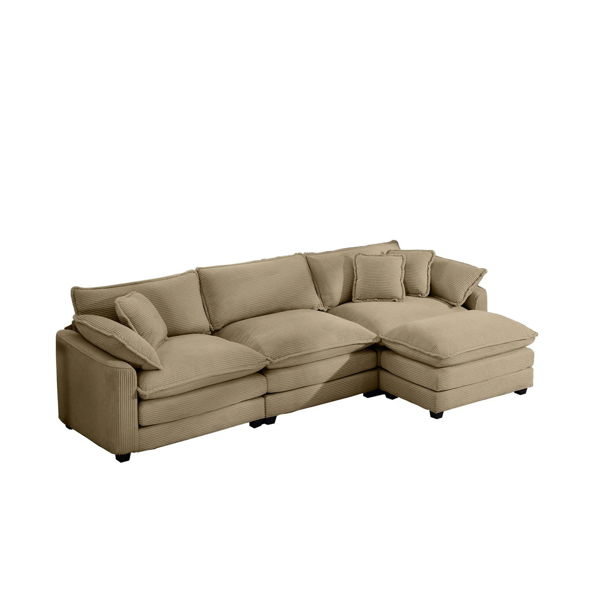 Modern Oversized Modular Cushion Sofa With Ottoman, Low Back, Deep Seating Sofa Set - Furniture Home Direct