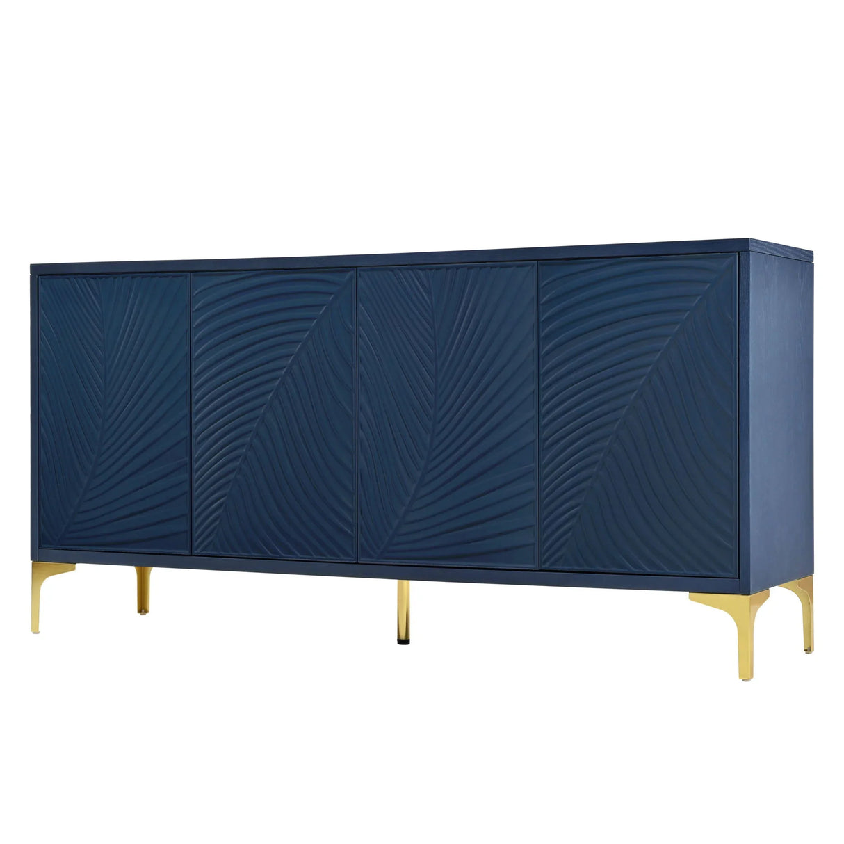 Modern 4 Door Sideboard With Creative Carved Surface And Adjustable Shelves - Furniture Home Direct