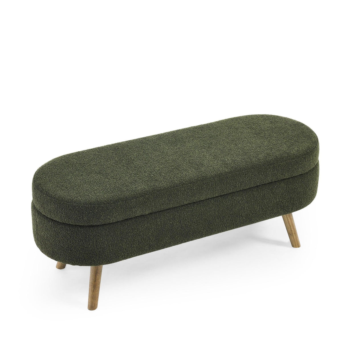 Ottoman Oval Storage Bench With Rubber Wood Legs - Furniture Home Direct