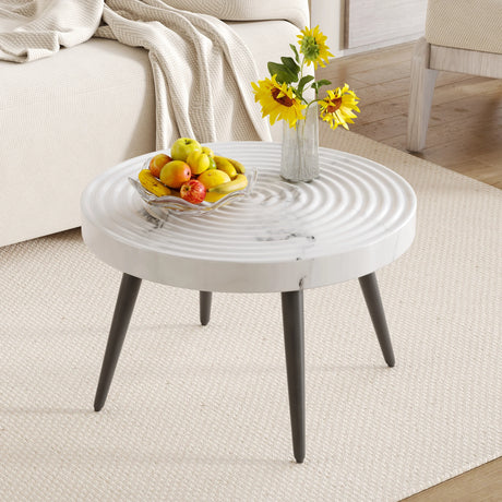 Elegant White Marble Round Coffee Table - Furniture Home Direct