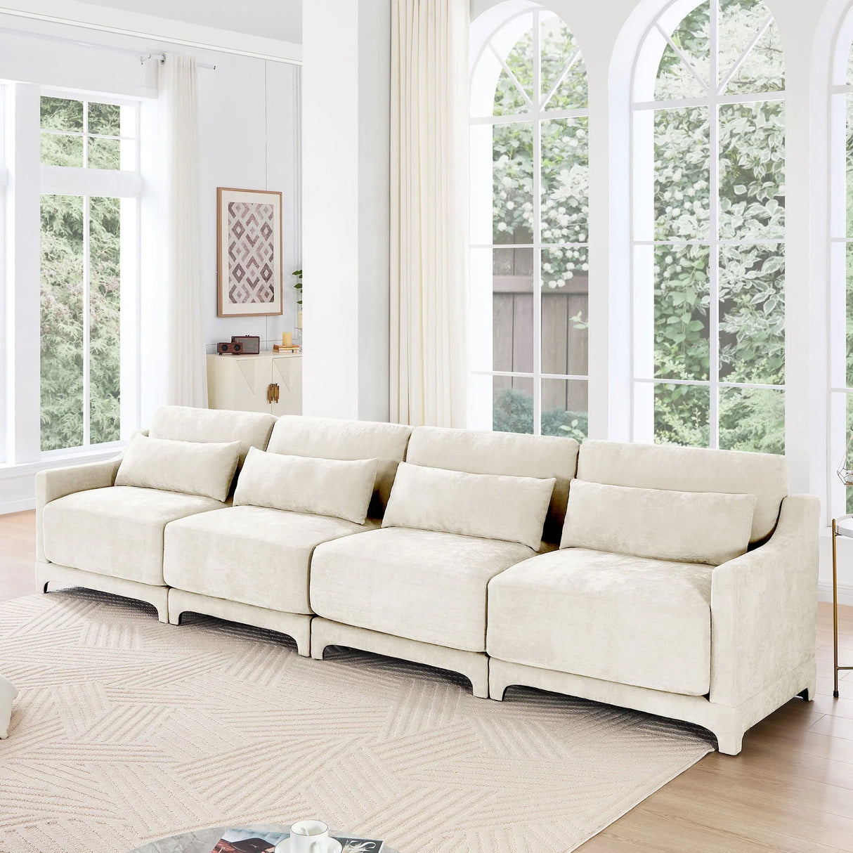 Elegant Sofa With Ergonomic Design And Lumbar Pillows - Furniture Home Direct