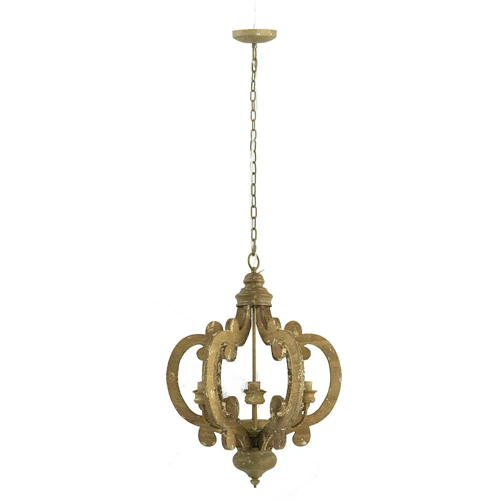 Farmhouse Chandelier, 6 Light Wood Chandelier Pendant Light Fixture With Adjustable Chain For Dining Room Living Room Entryway, Bulb Not Included - Furniture Home Direct