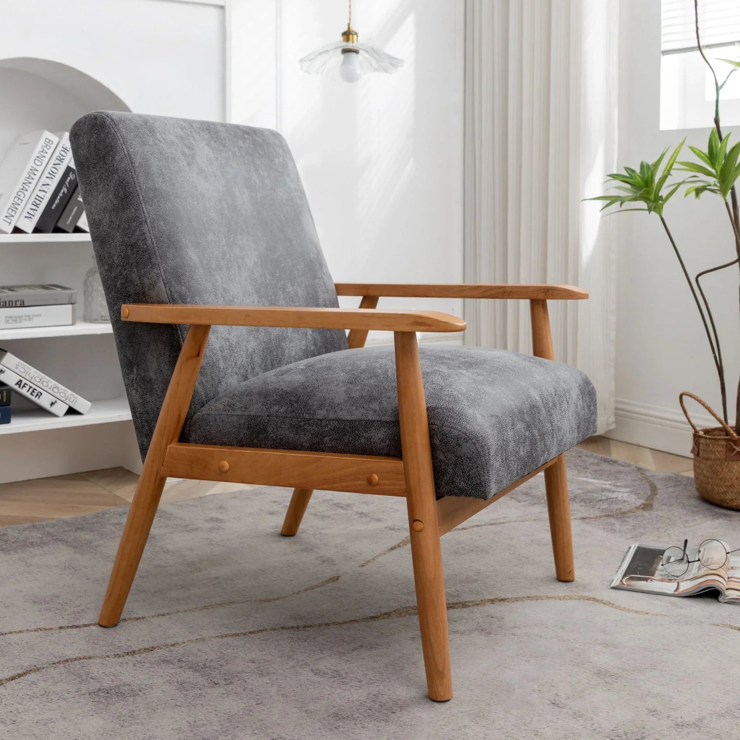 Wide Classic Mid-Century Modern Arm Chair - Furniture Home Direct