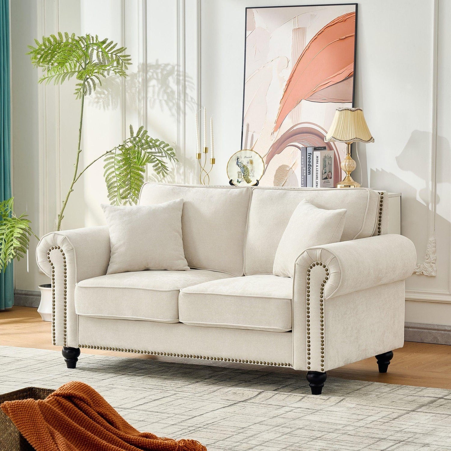 2 Seater Sofa With Rolled Arms, Tufted Upholstered Couch - Furniture Home Direct