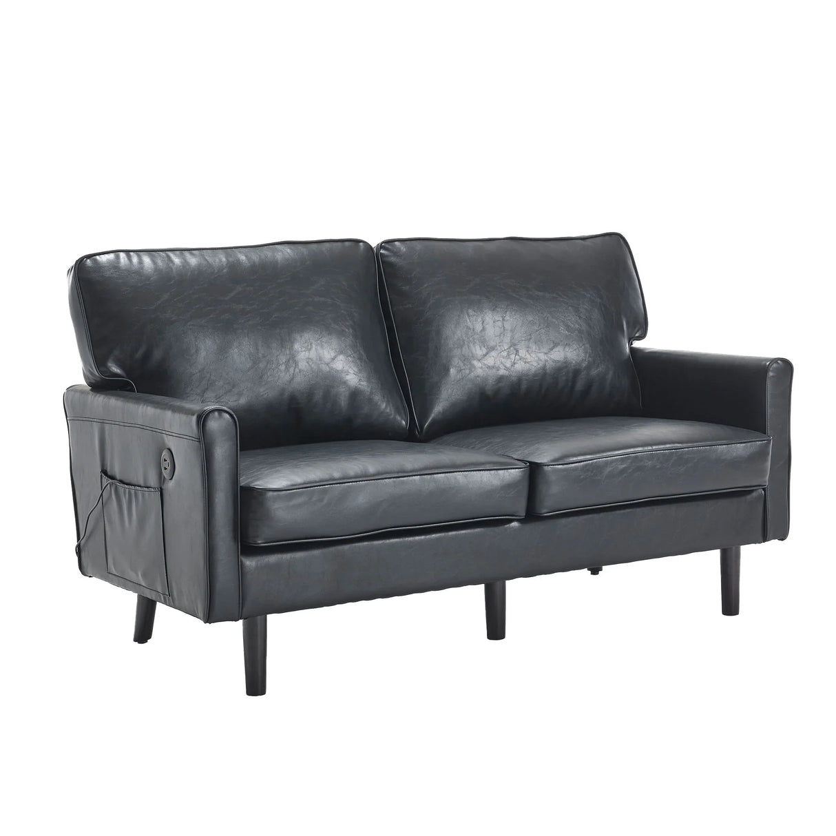 Mid Century Modern Loveseat Sofa With USB Ports, Removable Pillow Cover - Furniture Home Direct