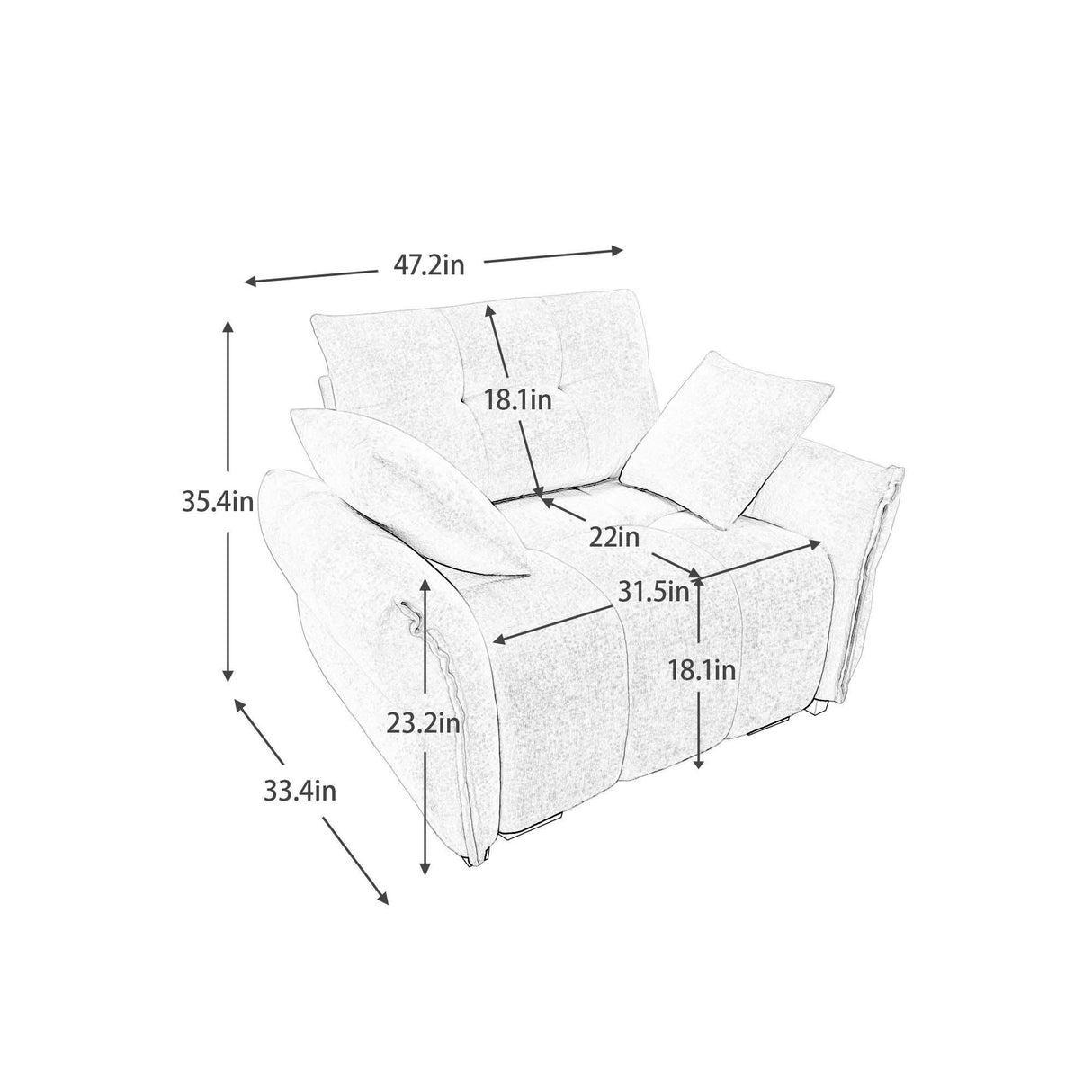 Modern Ergonomic Single Seater Sofa With High Resilience Cushions - Furniture Home Direct