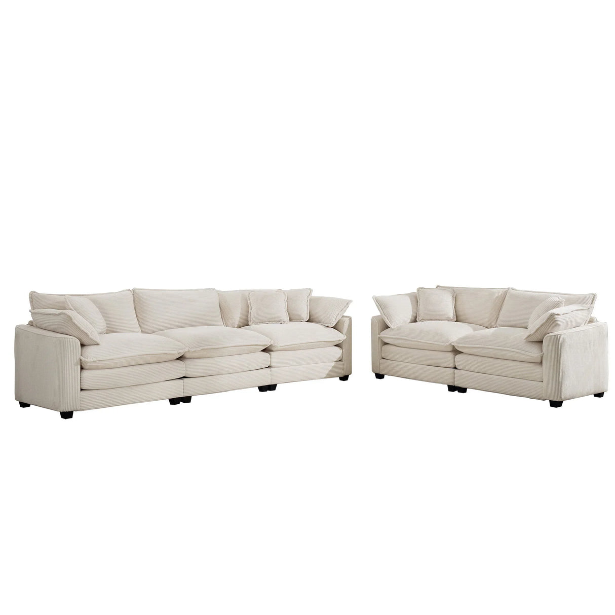 Elegant Corduroy Oversized Sectional Sofa Set With Deep Seats And Flexible Layout - Furniture Home Direct