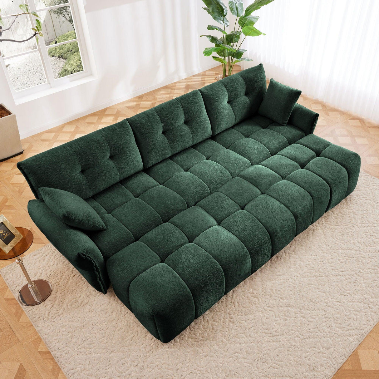 Sofa Set With Ottoman And Pillows, Textured, High Resilience Cushions - Furniture Home Direct