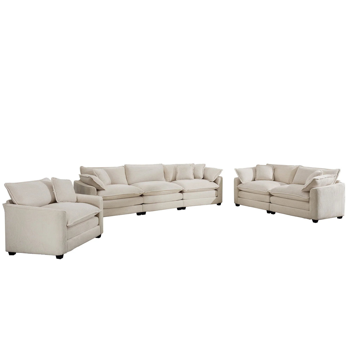 Elegant Corduroy Oversized Sectional Sofa Set With Deep Seats And Flexible Layout - Furniture Home Direct