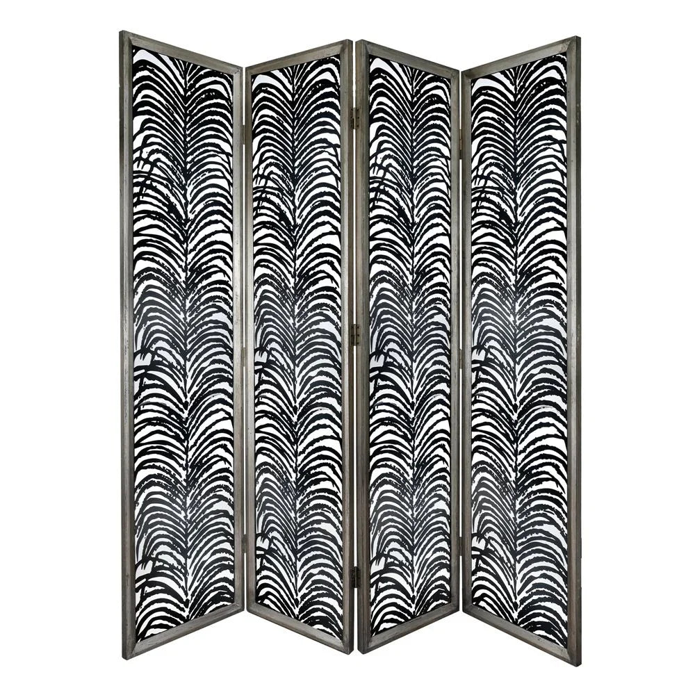 Room Divider, Herero 4 Panel Decorative Screen - Black - Furniture Home Direct
