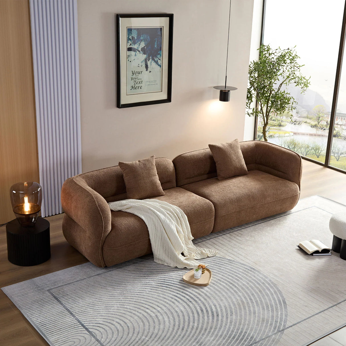 Sectional Sofa With Durable Fabric, Solid Wood Frame, And High Density Sponge Fill - Furniture Home Direct
