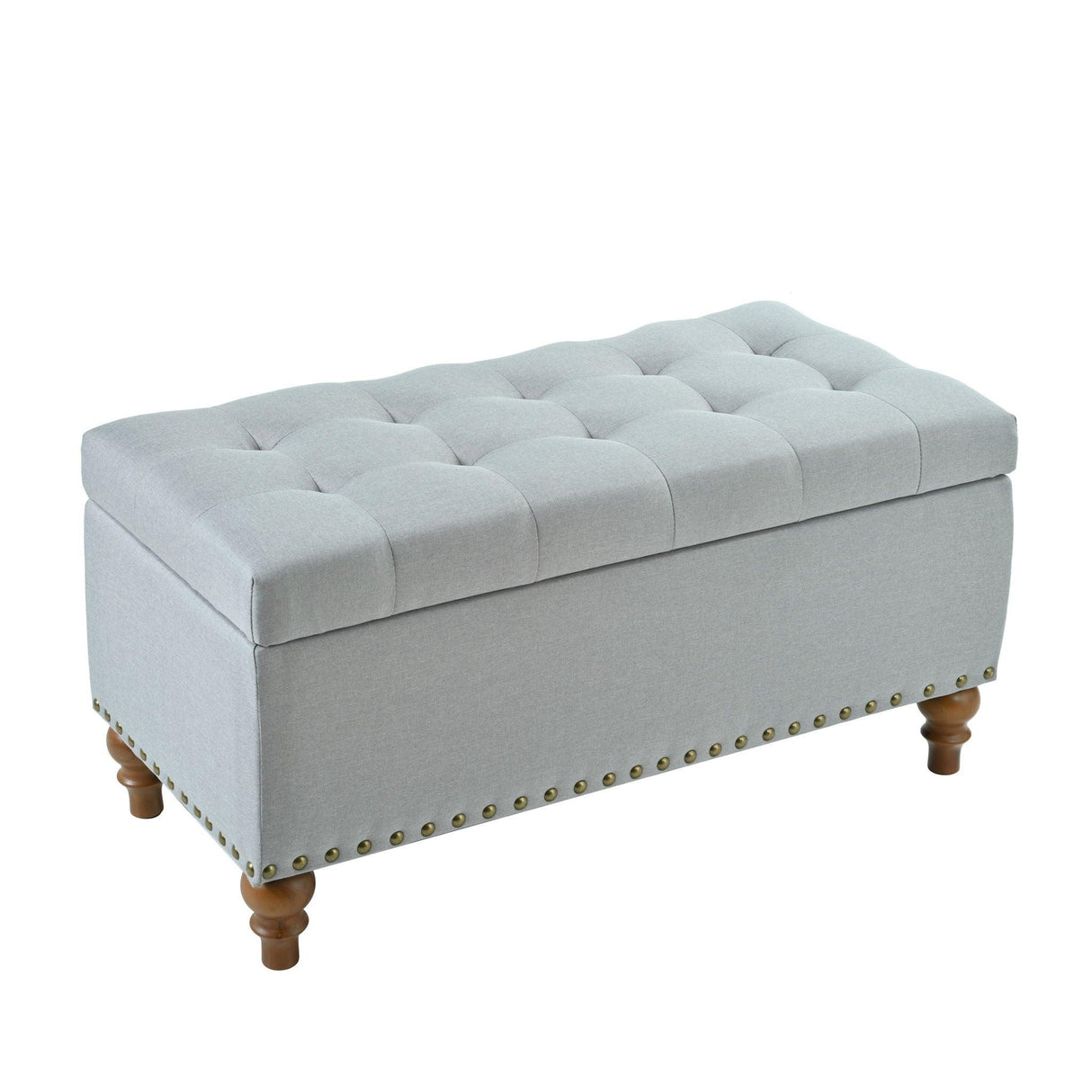 Upholstered Ottoman With Storage And Rivet Trim - Furniture Home Direct
