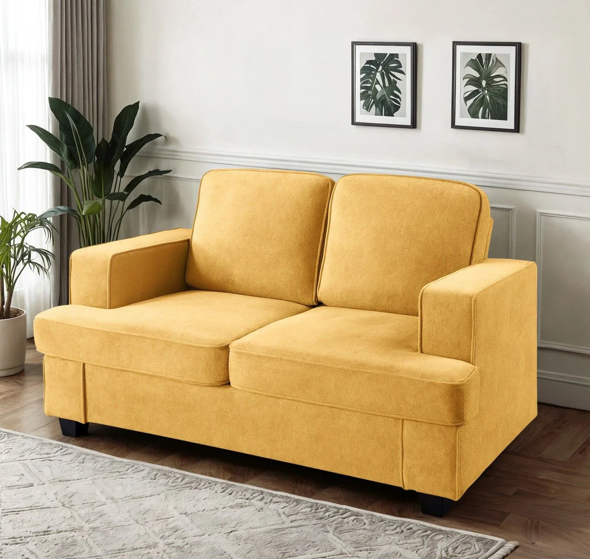 Modern Loveseat, Comfortable 2 Seater Couch With Deep Seating, Loose Back Cushions, Wide Arms - Furniture Home Direct