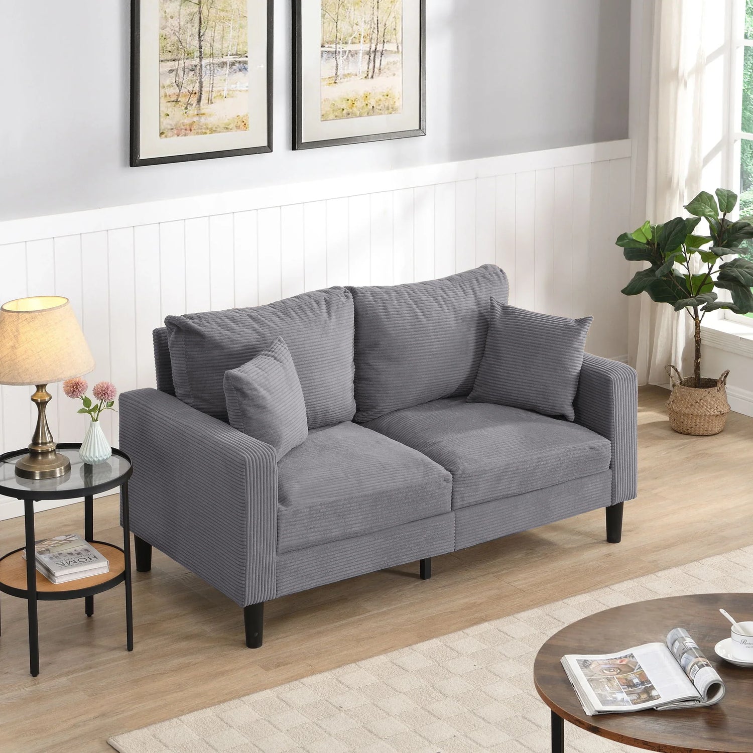 High Resilience Loveseat Sofa With Wooden Frame - Furniture Home Direct