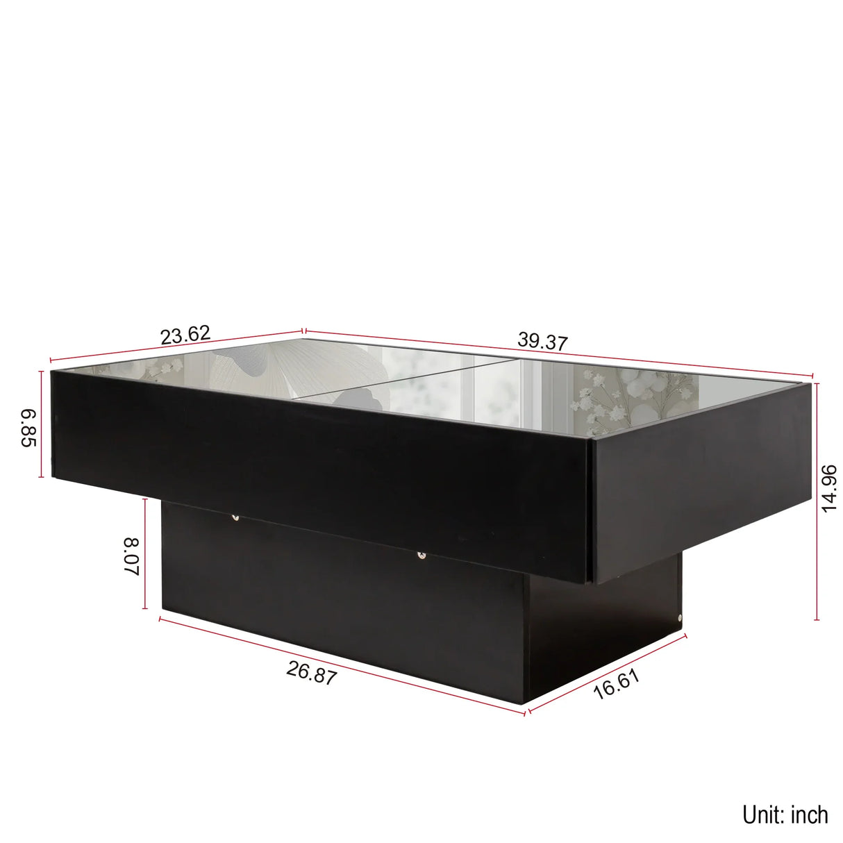 Coffee Table with Sliding Top, Storage and LED Light - Furniture Home Direct