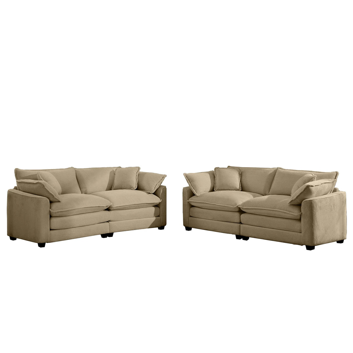 Elegant Corduroy Oversized Sectional Sofa Set With Deep Seats And Flexible Layout - Furniture Home Direct