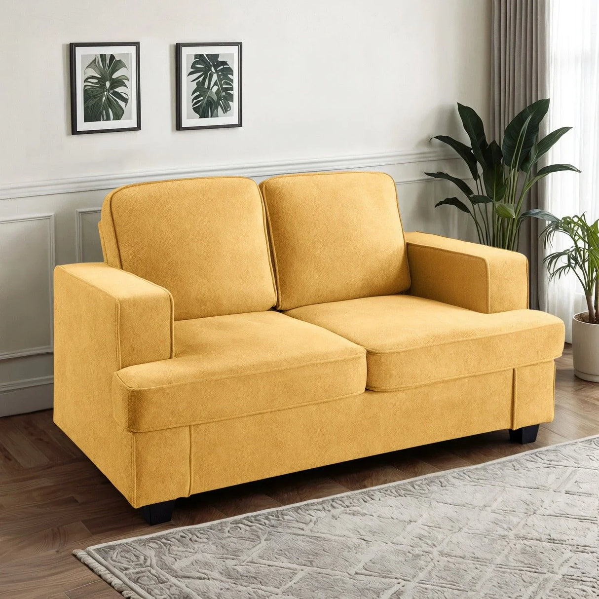 Modern Loveseat, Comfortable 2 Seater Couch With Deep Seating, Loose Back Cushions, Wide Arms - Furniture Home Direct