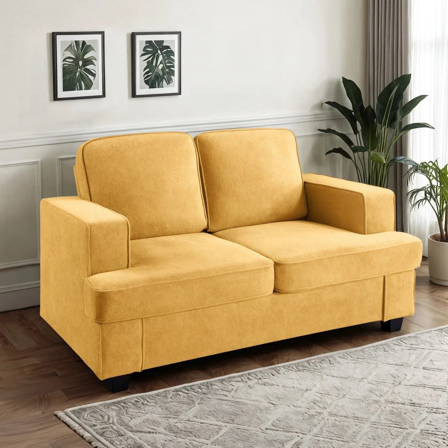 Modern Loveseat, Comfortable 2 Seater Couch With Deep Seating, Loose Back Cushions, Wide Arms - Furniture Home Direct