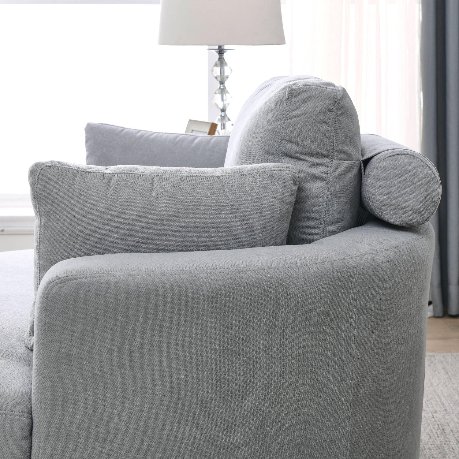 Linen Barrel Swivel Chair With Storage Ottoman - Furniture Home Direct