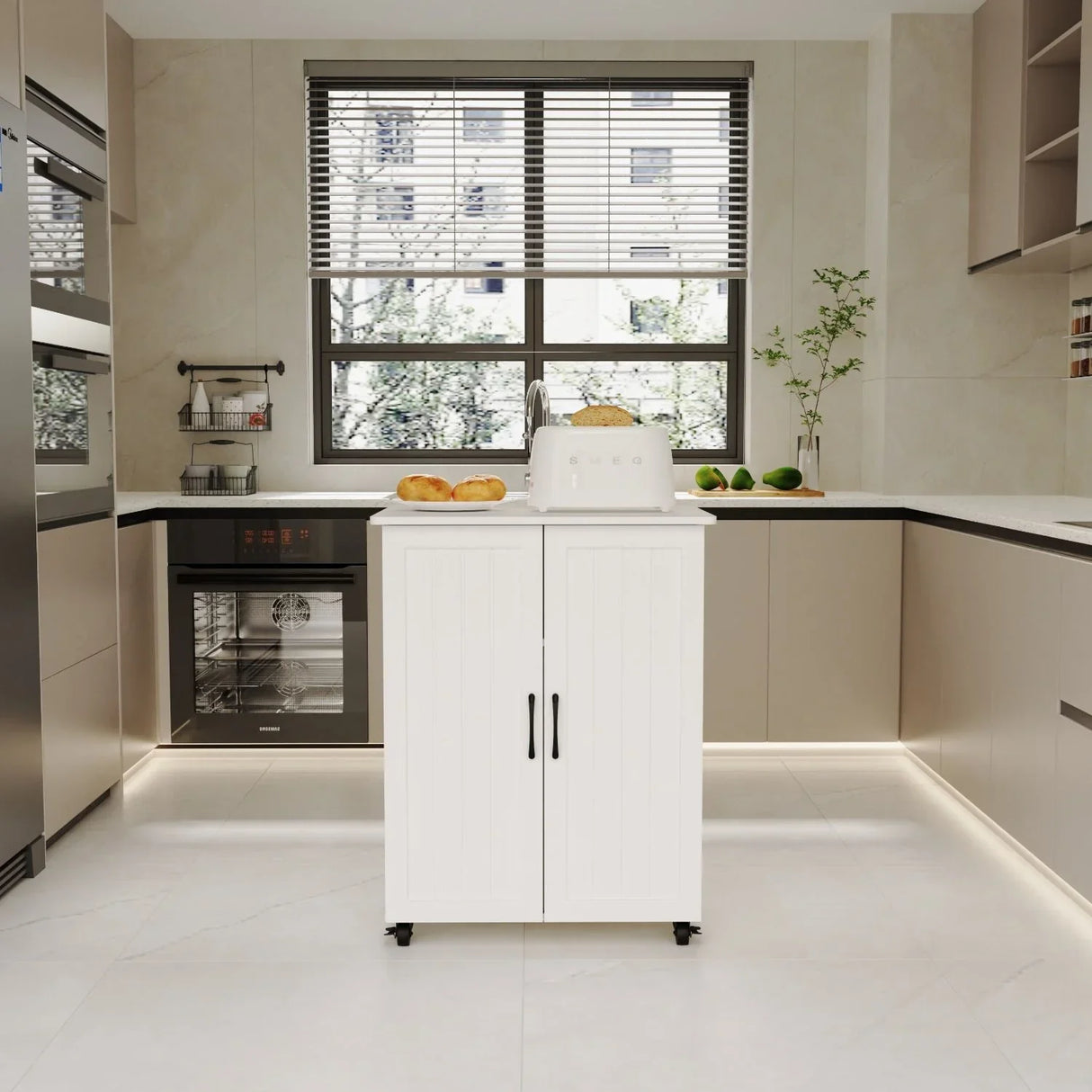 Sturdy Storage Cabinet With Large Capacity For Living Room, Bedroom, Kitchen - White - Furniture Home Direct