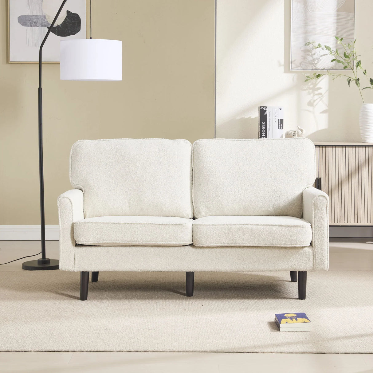Mid Century Modern Loveseat Sofa With USB Ports, Removable Pillow Cover - Furniture Home Direct
