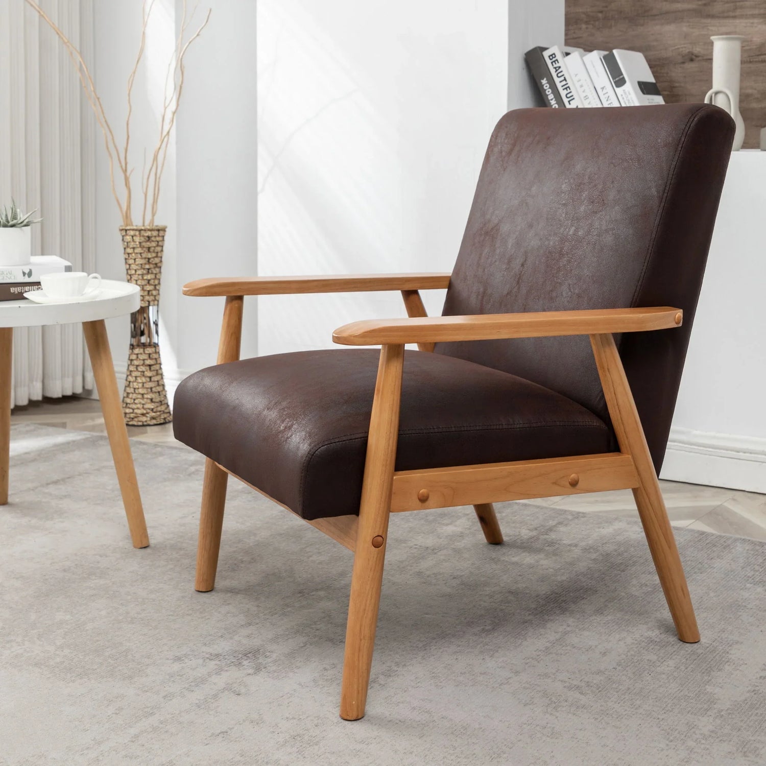 Wide Classic Mid-Century Modern Arm Chair - Furniture Home Direct