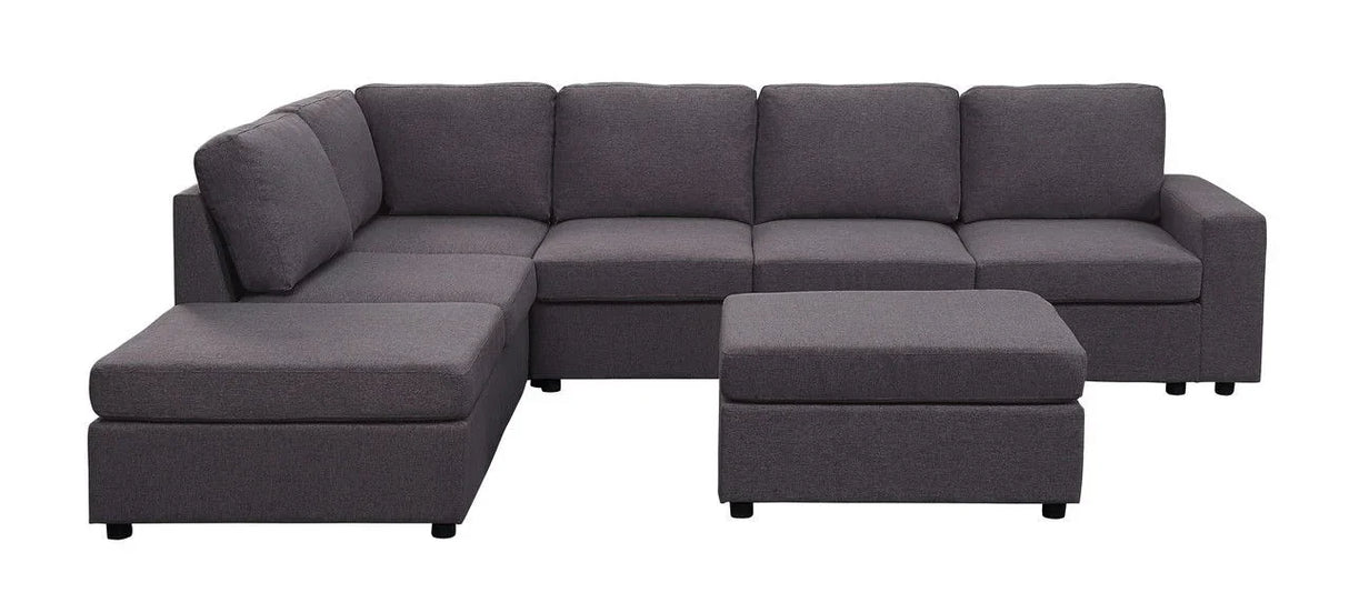 Cassia - 7 Seat Reversible Modular Sectional Sofa With Ottoman - Furniture Home Direct