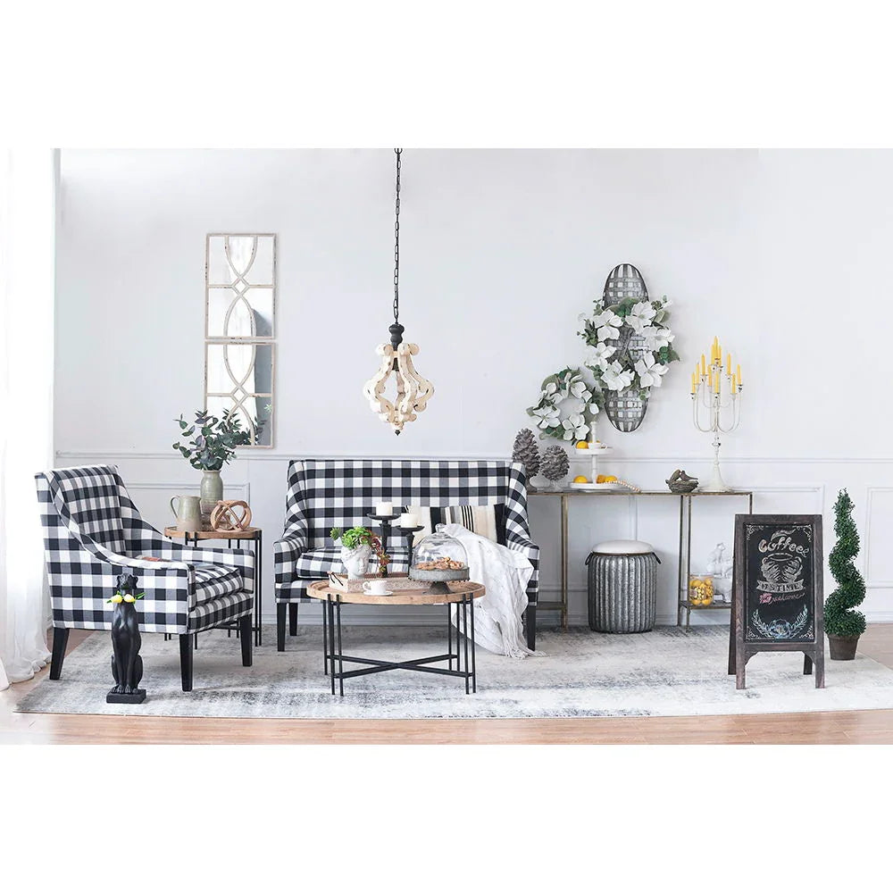 Farmhouse Chandeliar Distressed Pendant French Country Wood Chandelier For Living Room Foyer, Bulb Not Included - Antique Cream - Furniture Home Direct