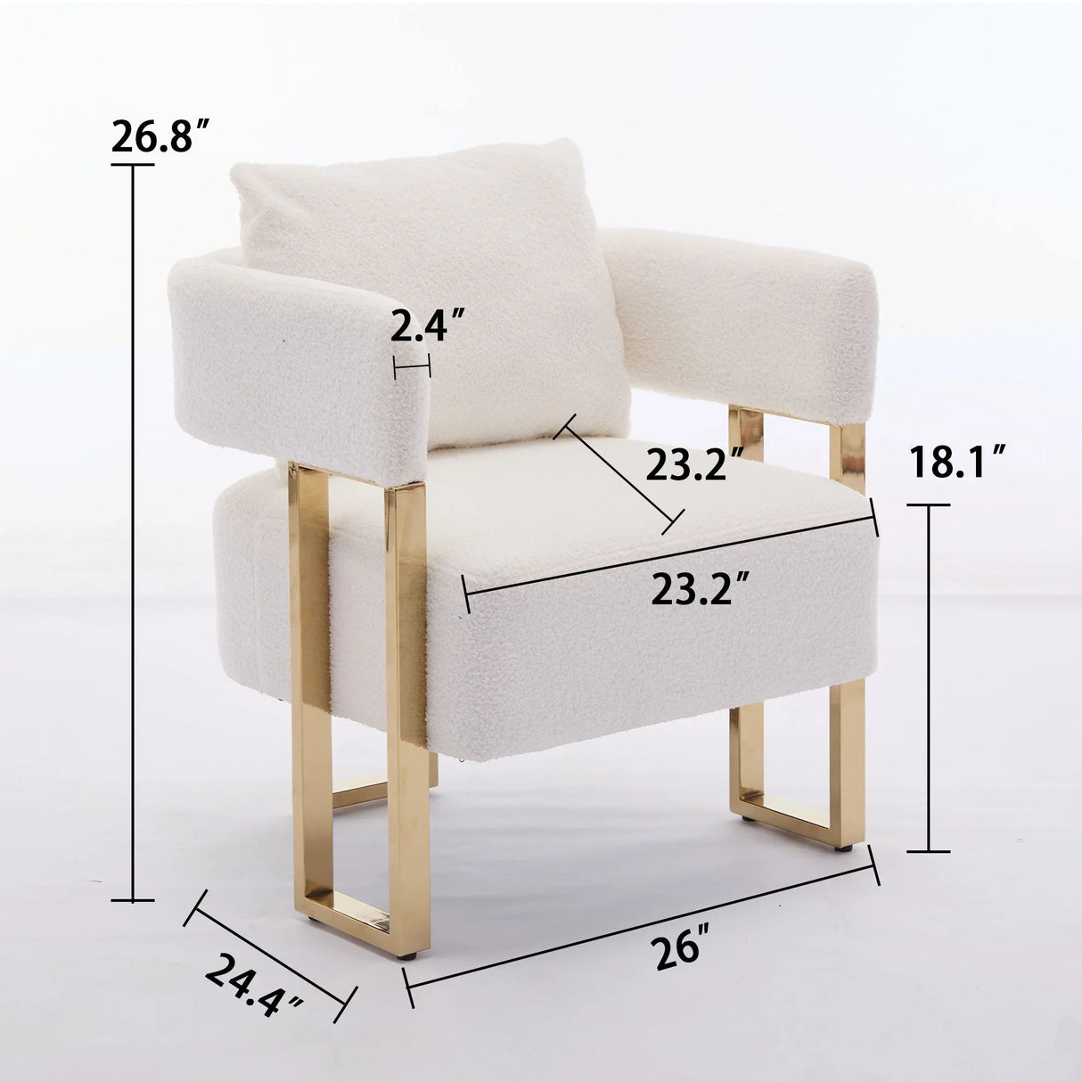 Modern Decorative Chair Teddy Fleece Upholstered And Metal Foot - Furniture Home Direct