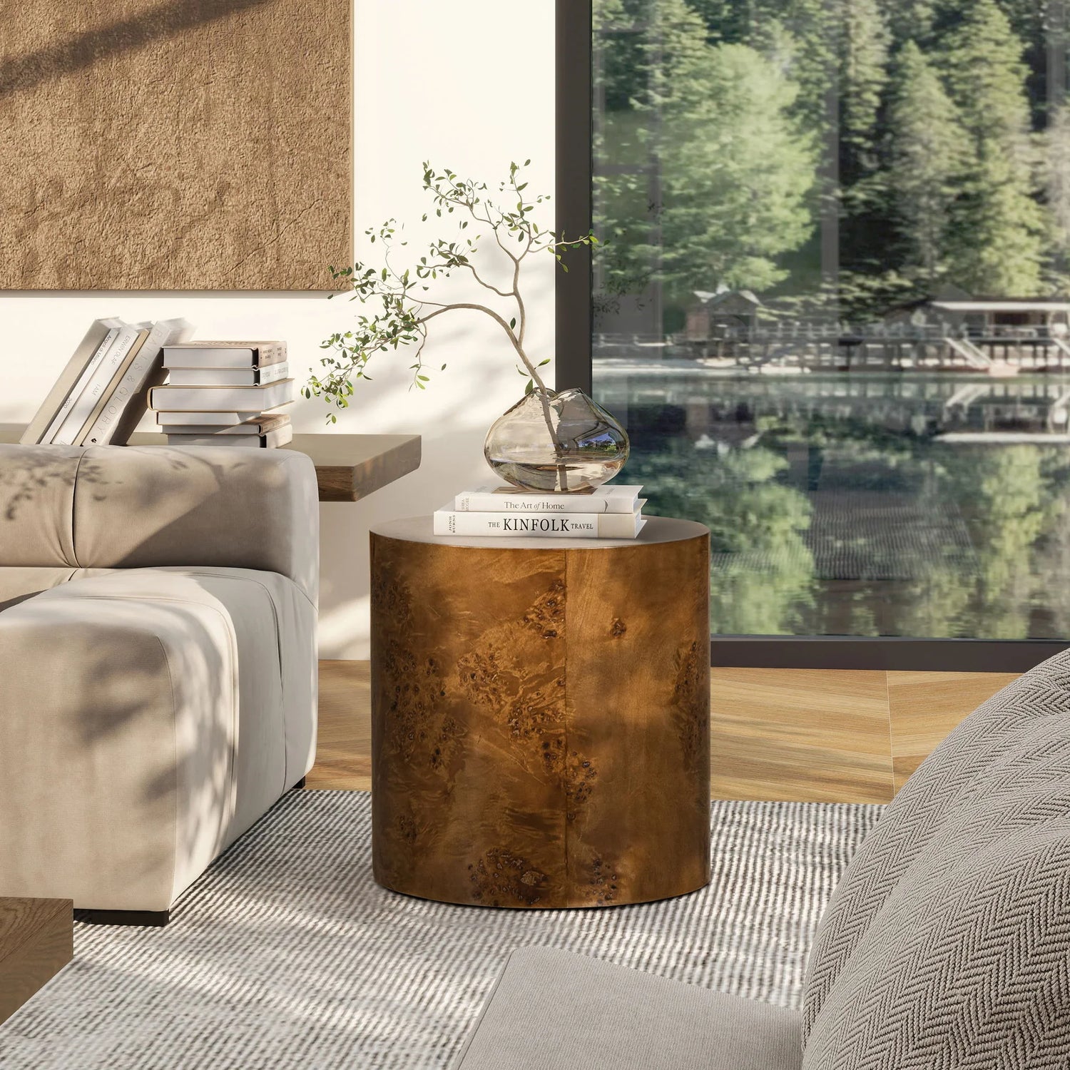 Nebula - Accent Oval Pillar Side Table - Furniture Home Direct