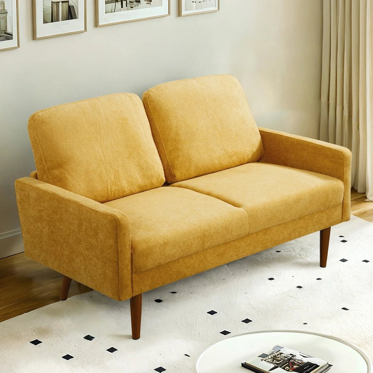 Loveseat Sofa, European Style With Sleek Design, Modern & Vintage Flair, Upholstered 2 Seater Couch - Furniture Home Direct