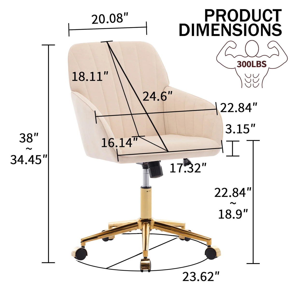 Adjustable Ergonomic Swivel Office Chair - Furniture Home Direct