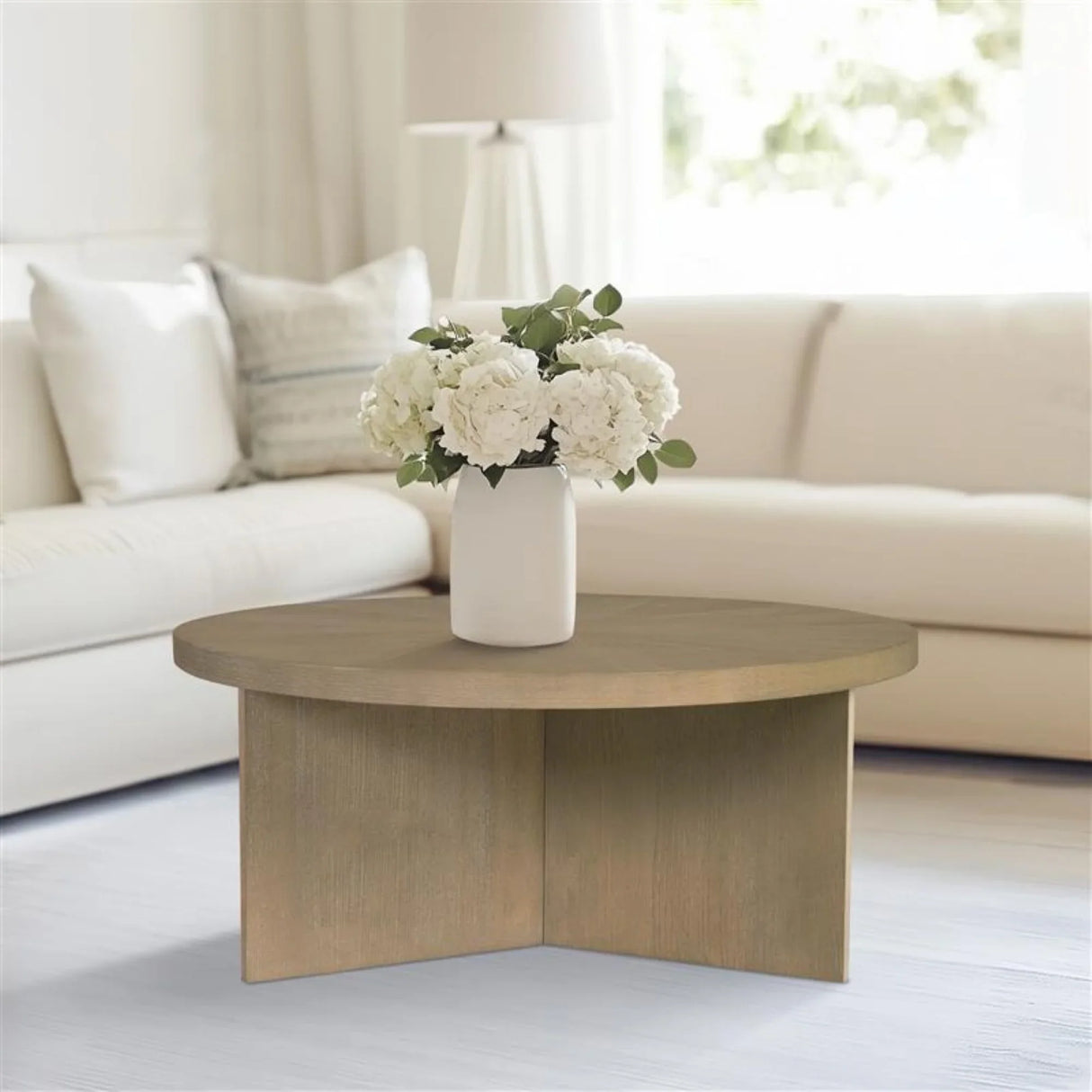 Round Coffee Table With Solid Veneer Top - Furniture Home Direct