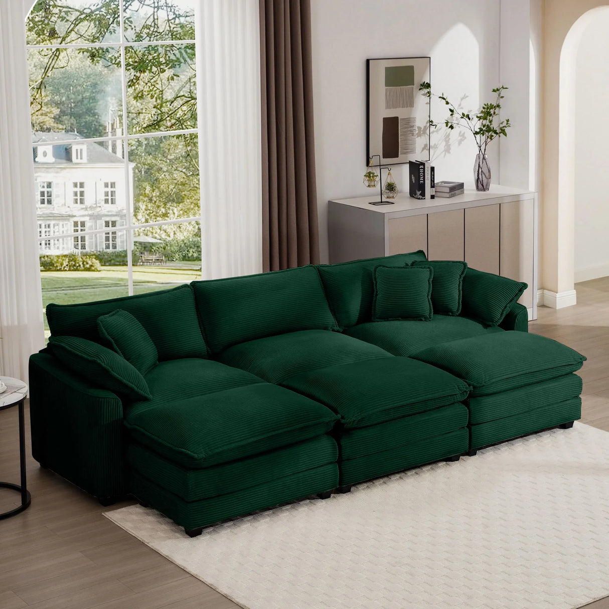 Modern Oversized Modular Cushion Sofa With Ottoman, Low Back, Deep Seating Sofa Set - Furniture Home Direct