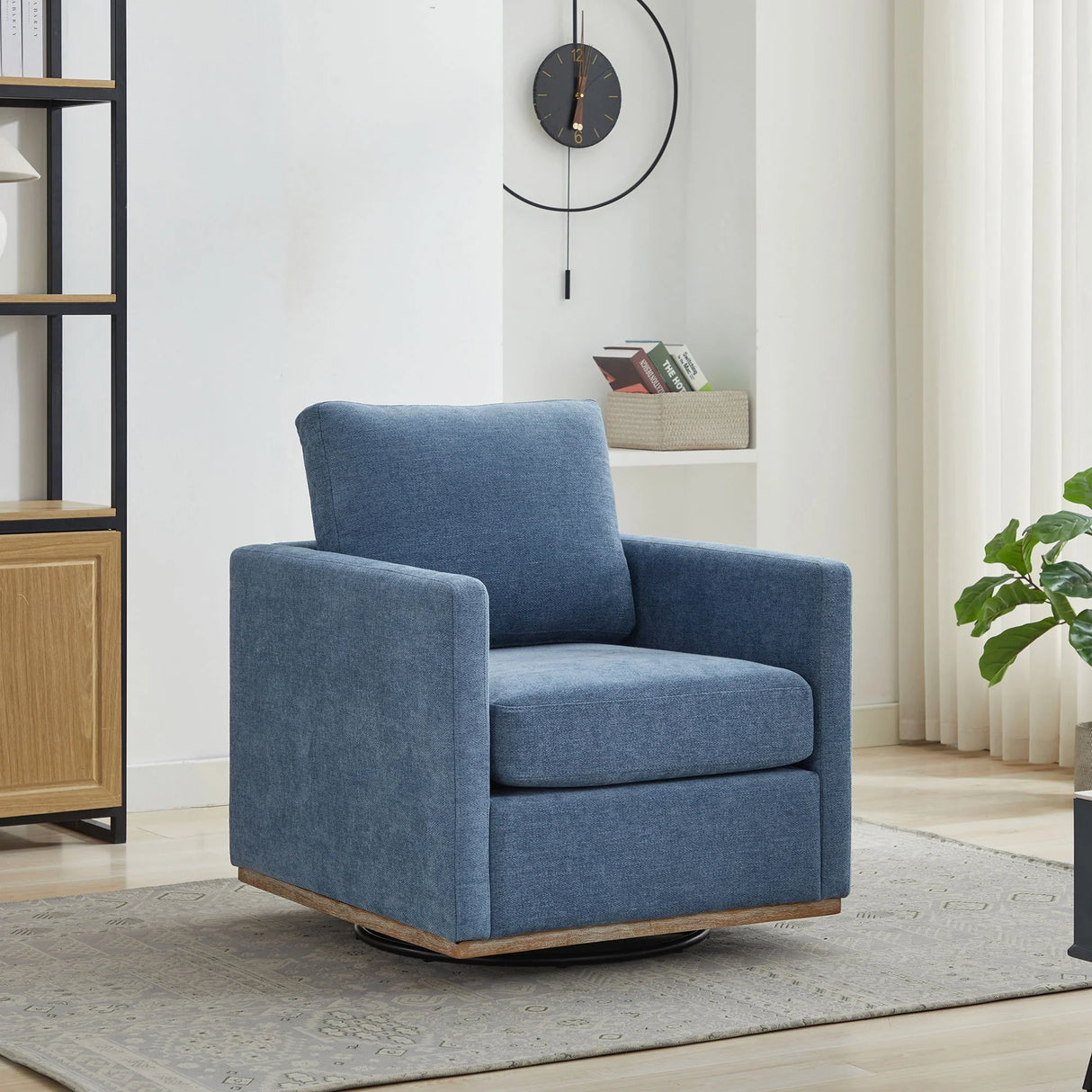 Modern Square Upholstered Swivel Accent Chair With Metal Base - Furniture Home Direct