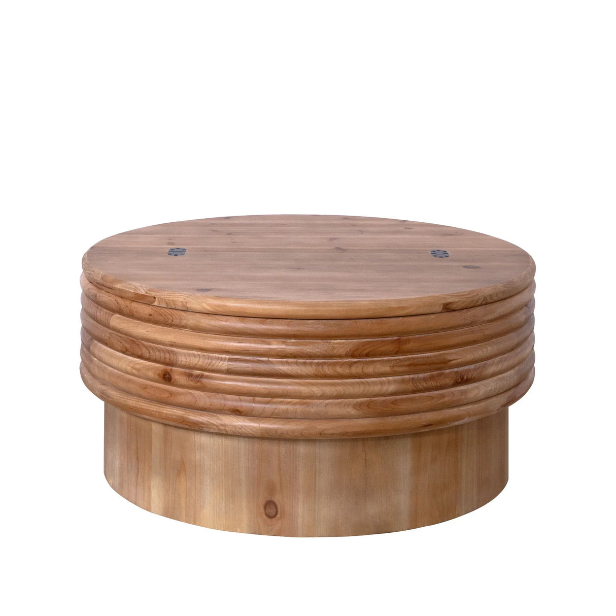 Round Wooden Coffee Table With Hidden Storage, Modern Rustic Centerpiece For Living Room - Multi / Natural / Rustic - Furniture Home Direct