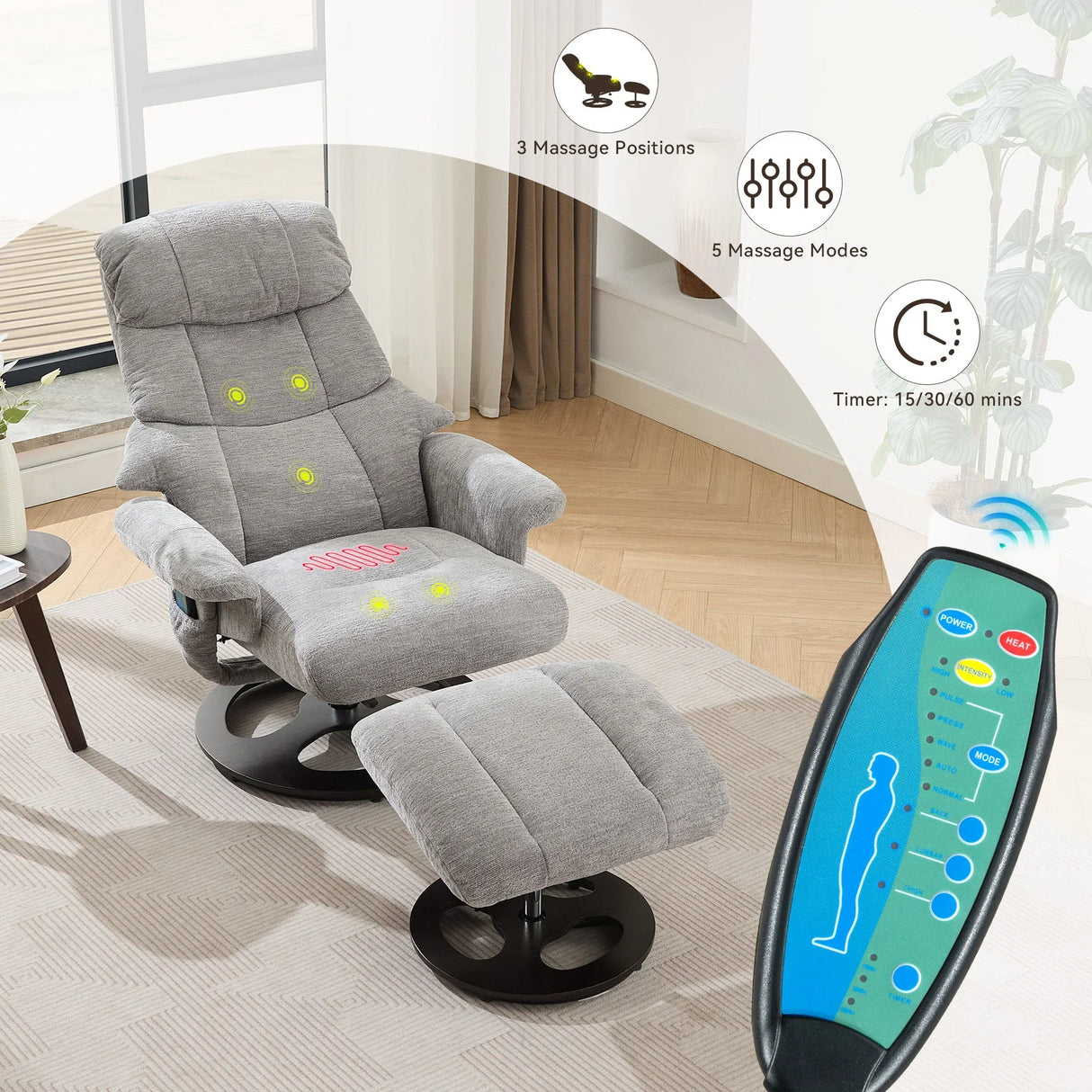 Ergonomic Recliner Chair With Ottoman, Modern 360° Swivel With Footstool - Furniture Home Direct