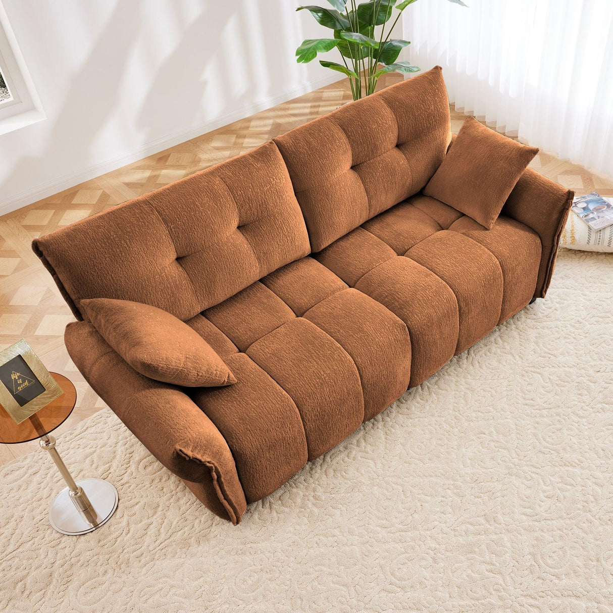 Modern Sofa & Pillows, Textured Cover, High Rebound Cushions - Furniture Home Direct