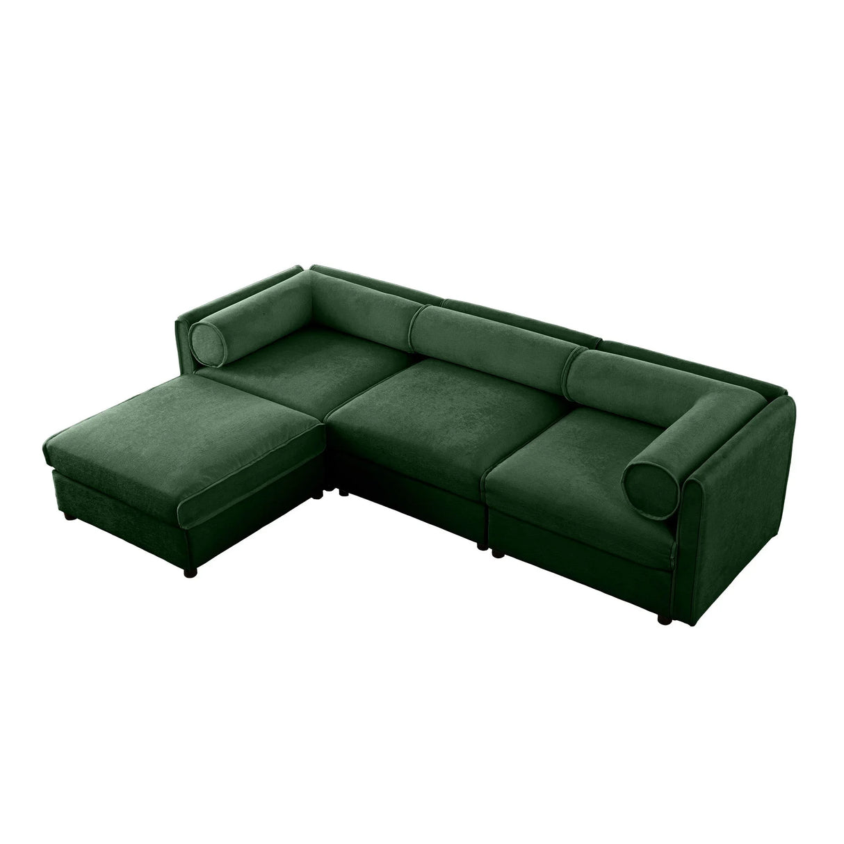 Contemporary Elegant White Chenille Sofa With Storage And Ottoman - Furniture Home Direct