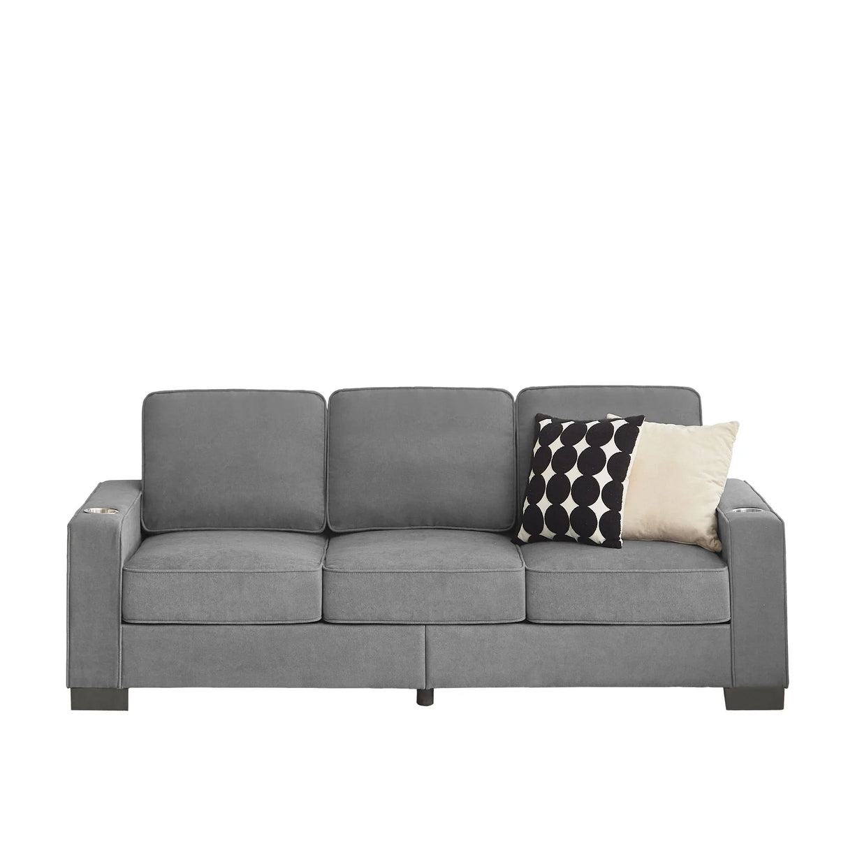Modern Snowfleece Fabric 3 Seater Sofa With Cup Holder - Furniture Home Direct