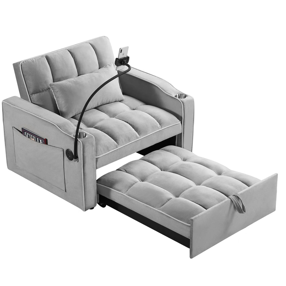 Convertible Sleeper Chair Sofa Bed Adjustable Pull Out Sleeper Chair Bed Multi-Pockets Folding Sofa Bed For Living Room Bedroom Small Space, 3 In 1 Sofa Bed - Furniture Home Direct