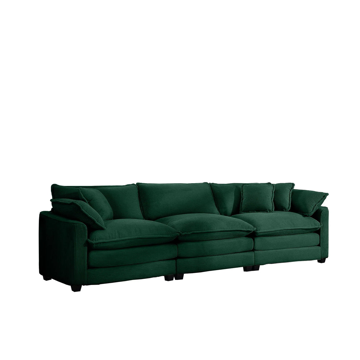 Mid-Century Modern 3 Seater Sectional Sofa With Arm And Throw Pillows - Furniture Home Direct