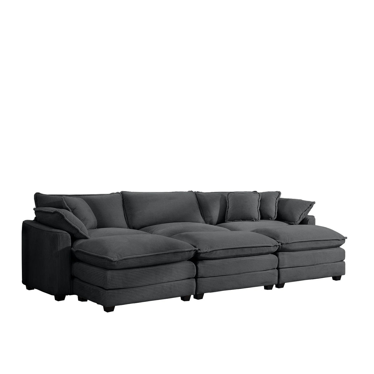 Modern Oversized Modular Cushion Sofa With Ottoman, Low Back, Deep Seating Sofa Set - Furniture Home Direct