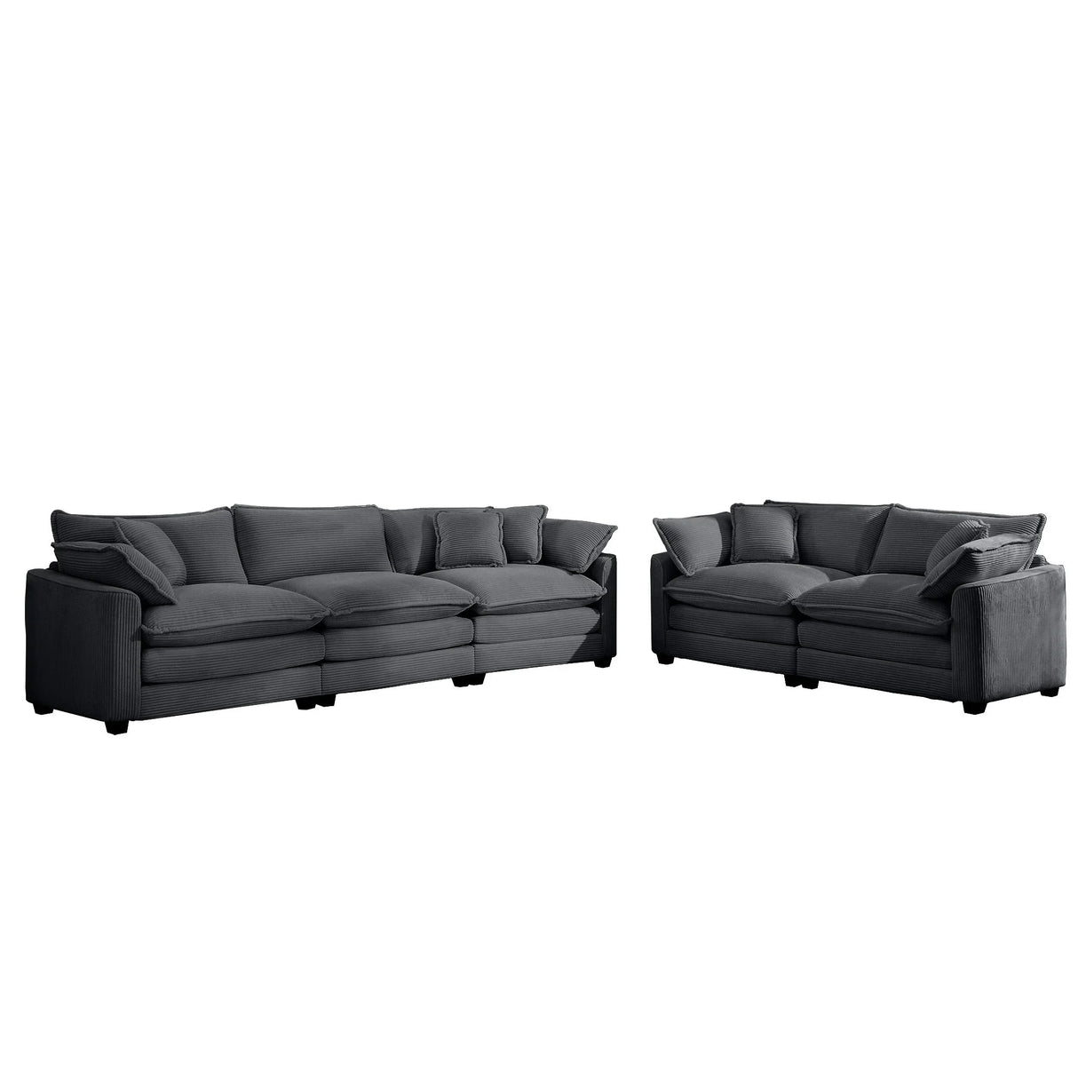 Elegant Corduroy Oversized Sectional Sofa Set With Deep Seats And Flexible Layout - Furniture Home Direct