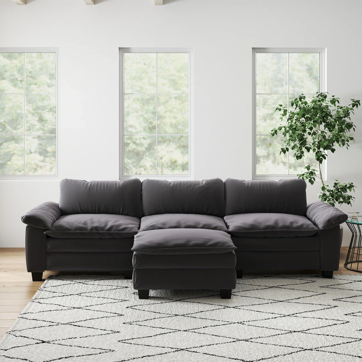 Living Room Bundle - Sectional + Rug + Accent Tables - Furniture Home Direct