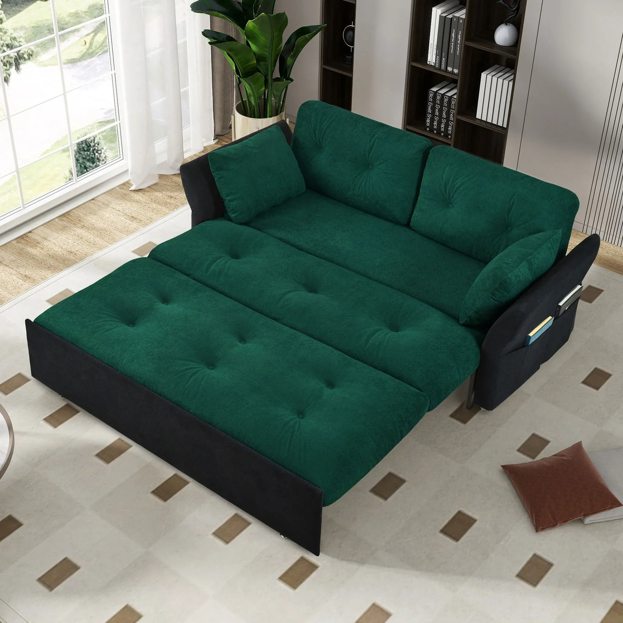 Modern Convertible Sleeper Sofa Bed With Pull-Out Queen Design, Side Storage & Thick Cushions - Furniture Home Direct