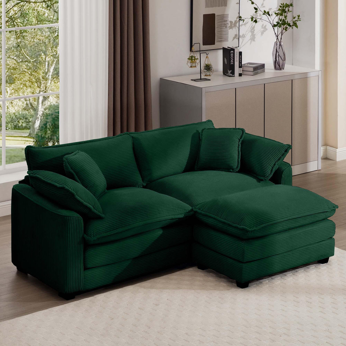 Modern Oversized Modular Cushion Sofa With Ottoman, Low Back, Deep Seating Sofa Set - Furniture Home Direct