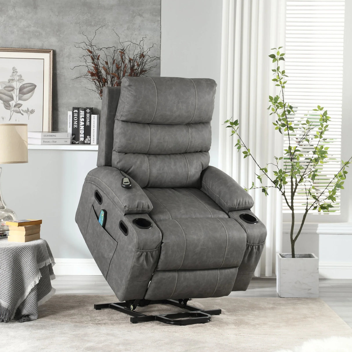 Cozy Electric Power Lift Recliner Chair Sofa For Elderly With Vibration Massage And Lumbar Heat - Furniture Home Direct